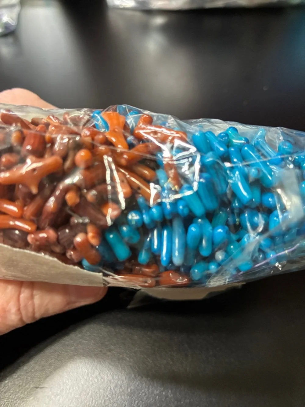 Lot of Blue and Brown Coral Chip gemstone Bead Strands - Picture 4 of 7